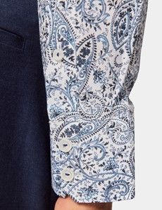Slim Fit White & Blue Paisley Curtis Shirt