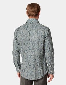 Slim Fit Green & White Floral Curtis Shirt