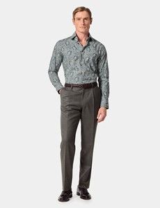 Slim Fit Green & White Floral Curtis Shirt