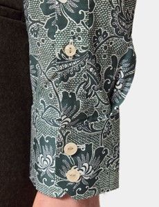 Slim Fit Green & White Floral Curtis Shirt