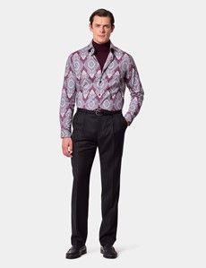 Slim Fit Wine & White Paisley Curtis Shirt