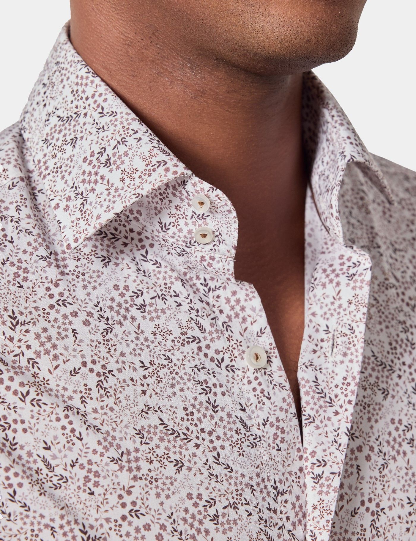 Slim Fit White & Brown Floral Curtis Shirt-preview