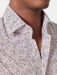 Slim Fit White & Brown Floral Curtis Shirt