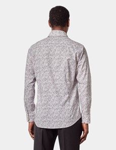 Slim Fit White & Brown Floral Curtis Shirt