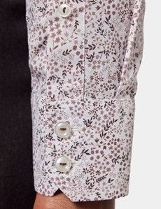 Slim Fit White & Brown Floral Curtis Shirt