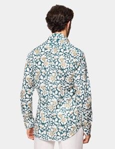 Slim Fit Green & White Floral Curtis Shirt