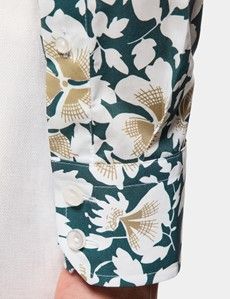 Slim Fit Green & White Floral Curtis Shirt