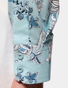 Slim Fit Aqua Blue Floral Curtis Shirt
