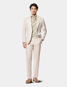 Slim Fit White & Green Floral Curtis Shirt