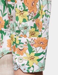 Slim Fit White & Green Floral Curtis Shirt