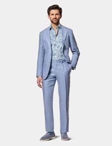 Slim Fit White & Blue Paisley Curtis Shirt