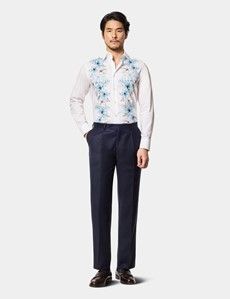 Slim Fit Blue & White Floral Curtis Shirt