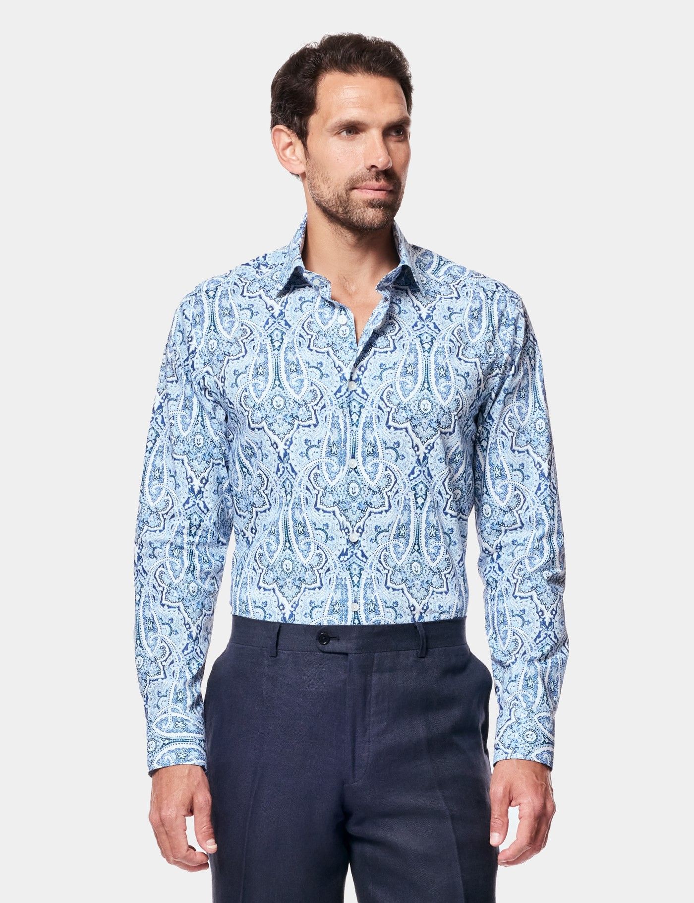 Allthemen Mannen Paisley Shirt Jacquard Zijden Shirts Voor Mannen Jurk Shirts Lange Mouw Knop Down Kraag Casual Smoking Shirts, Wijn Rood, L