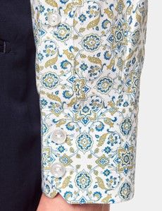 Slim Fit White & Green Geometric Diamond Weave Curtis Shirt