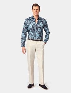 Slim Fit Navy & Blue Tropical Curtis Shirt