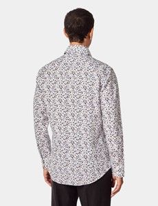 Slim Fit White & Blue Floral Diamond Weave Curtis Shirt
