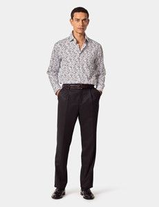 Slim Fit White & Blue Floral Diamond Weave Curtis Shirt