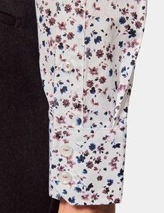 Slim Fit White & Blue Floral Diamond Weave Curtis Shirt