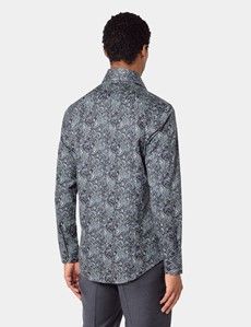 Slim Fit Black & Light Blue Paisley Curtis Shirt