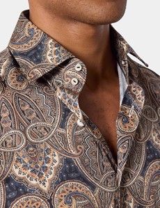 Slim Fit Black & Brown Paisley Curtis Shirt