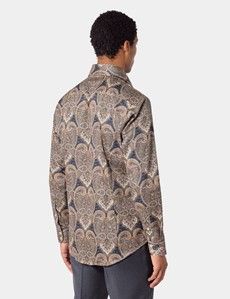 Slim Fit Black & Brown Paisley Curtis Shirt