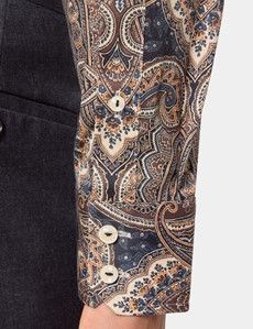 Slim Fit Black & Brown Paisley Curtis Shirt