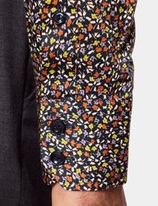 Slim Fit Navy & Yellow Floral Curtis Shirt