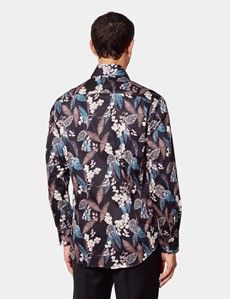 Slim Fit Black & Blue Floral Curtis Shirt