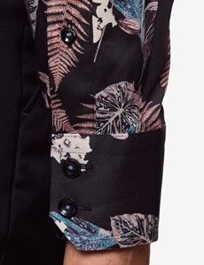 Slim Fit Black & Blue Floral Curtis Shirt