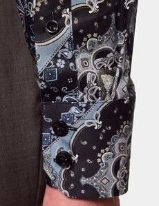 Slim Fit Black & Grey Paisley Curtis Shirt