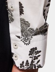 Slim Fit White & Black Floral Diamond Weave Curtis Shirt