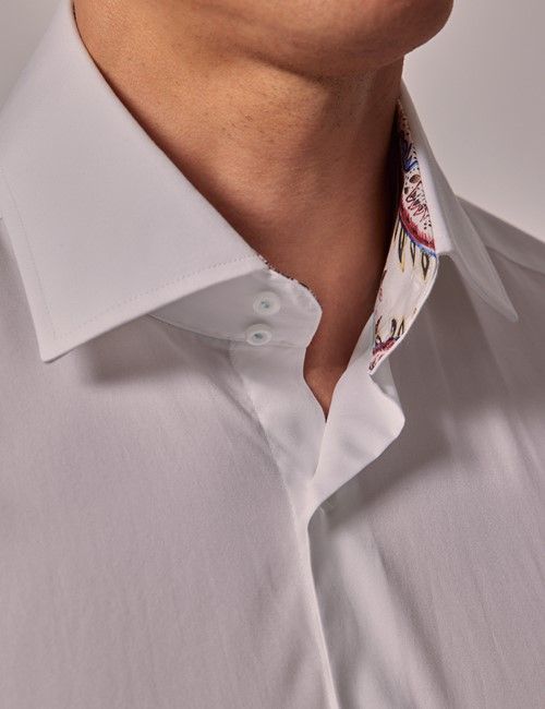White Slim Shirt - Contrast Detail - Mid-Collar-preview