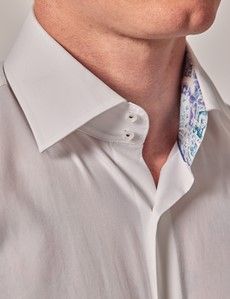 Slim Fit White Curtis Shirt - Contrast Detail