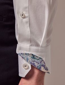 Slim Fit White Curtis Shirt - Contrast Detail