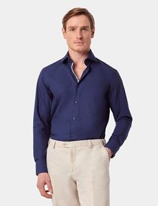 Slim Fit Navy Curtis Shirt - Contrast Detail