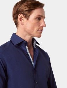 Slim Fit Navy Curtis Shirt - Contrast Detail