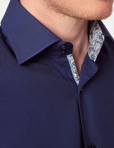 Slim Fit Navy Curtis Shirt - Contrast Detail
