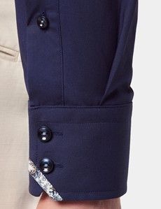 Slim Fit Navy Curtis Shirt - Contrast Detail