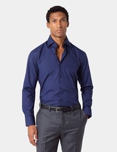 Slim Fit Navy Curtis Shirt - Contrast Detail