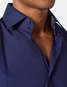 Slim Fit Navy Curtis Shirt - Contrast Detail