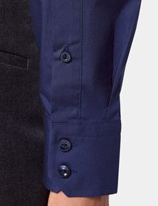 Slim Fit Navy Curtis Shirt - Contrast Detail