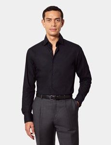 Slim Fit Black Curtis Shirt - Contrast Detail