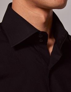 Black Slim Curtis Shirt - Mid-Collar-preview1