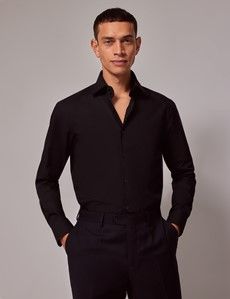Black Slim Curtis Shirt - Mid-Collar-preview4
