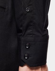 Men's Black Slim Shirt - Mid-Collar | Hawes & Curtis Men's Black Slim Shirt - Mid-Collar | Hawes & Curtis
