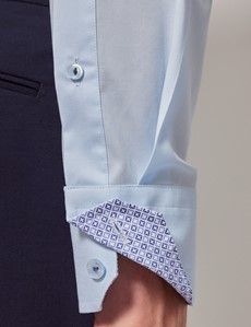 Slim Fit Light Blue Curtis Shirt - Contrast Detail
