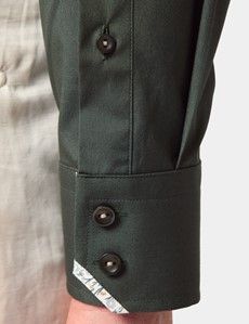 Slim Fit Green Curtis Shirt - Contrast Detail