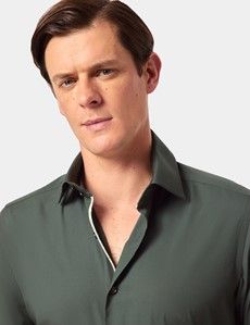 Slim Fit Green Curtis Shirt - Contrast Detail