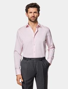 Slim Fit Pink Twill Non-Iron Curtis Shirt - Contrast Detail