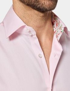 Slim Fit Pink Twill Non-Iron Curtis Shirt - Contrast Detail